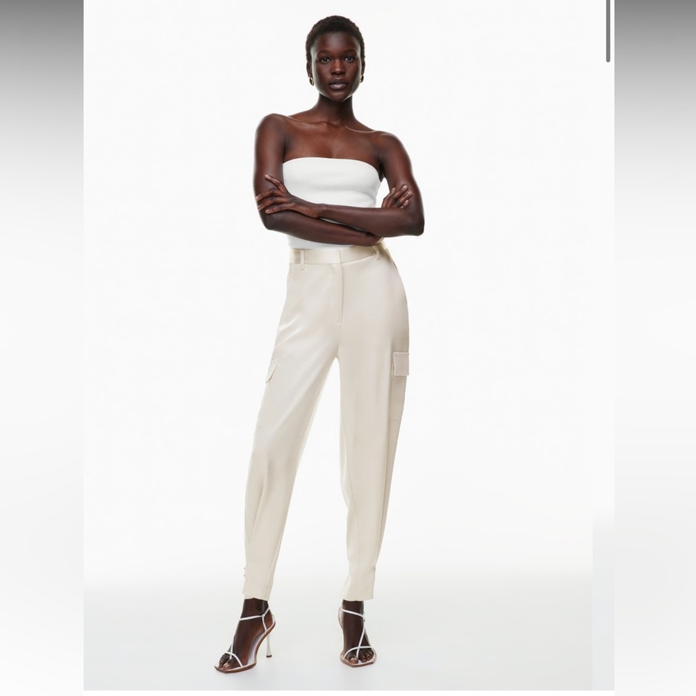 Aritzia refined satin cargo pants
